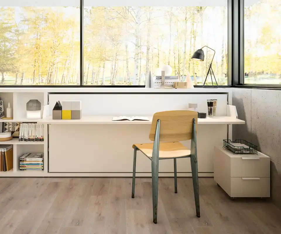 Shop Nu Clei Kali 90 Kledingkast bed met bureau Kleur melamine wit (RAL 9010)
