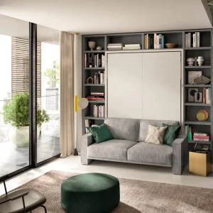 Clei Penelope 2 Kledingkastbed met bank Diepte 62 met opbergvak & legplanken (3x) Kleur Melamine Wit (RAL 9010) Sofa Breedte armleuning B 4 cm Exclusieve Aanbieding