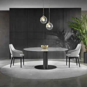 Aanbieding Marelli Break eettafel D 100 / H 74 cm Perfetto Bruin Kleur Frame Zilver Chroom zonder impregnatie