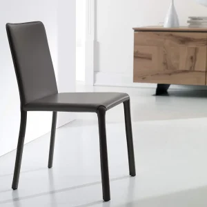 Speciale Aanbieding Ozzio Stoel Lunette kleur glad leer donkergrijs