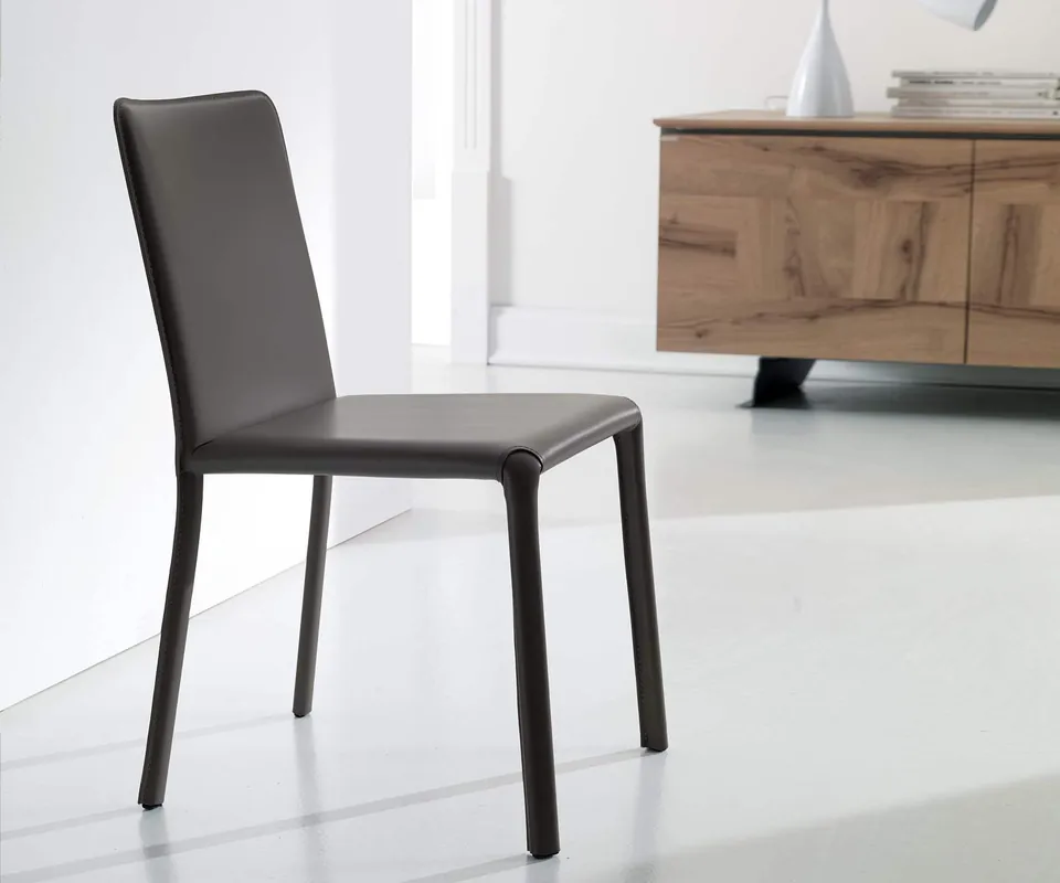 Speciale Aanbieding Ozzio Stoel Lunette kleur glad leer donkergrijs