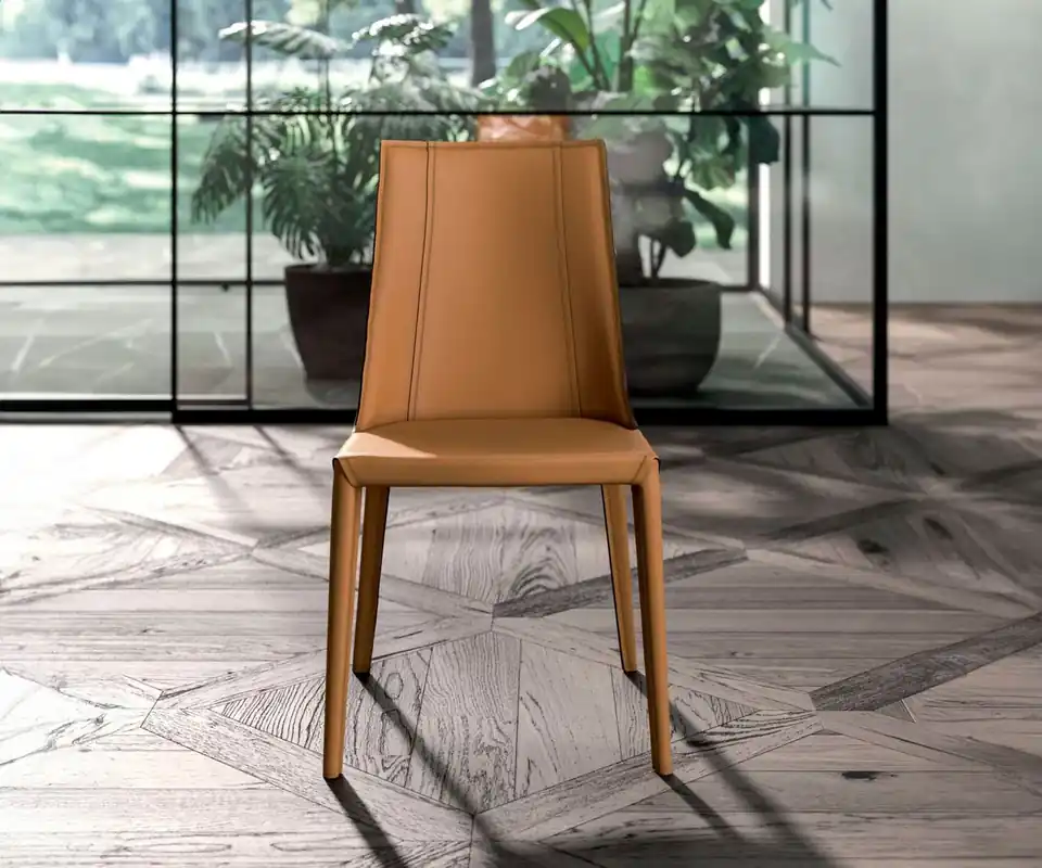 Ozzio Loren leren stoel S337 Kleur leer Cognac Nieuw