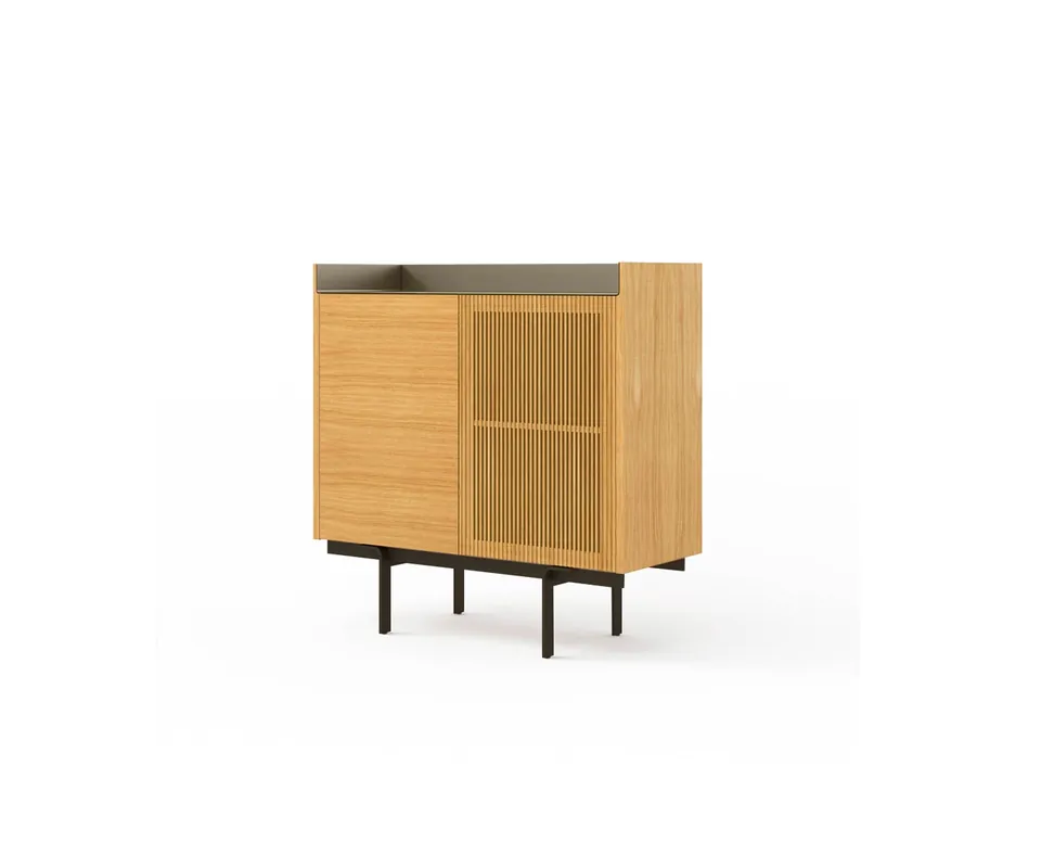 Beperkt Aanbod Punt Stockholm highboard Kleur dekblad aluminium brons Kleur corpus super mat eiken