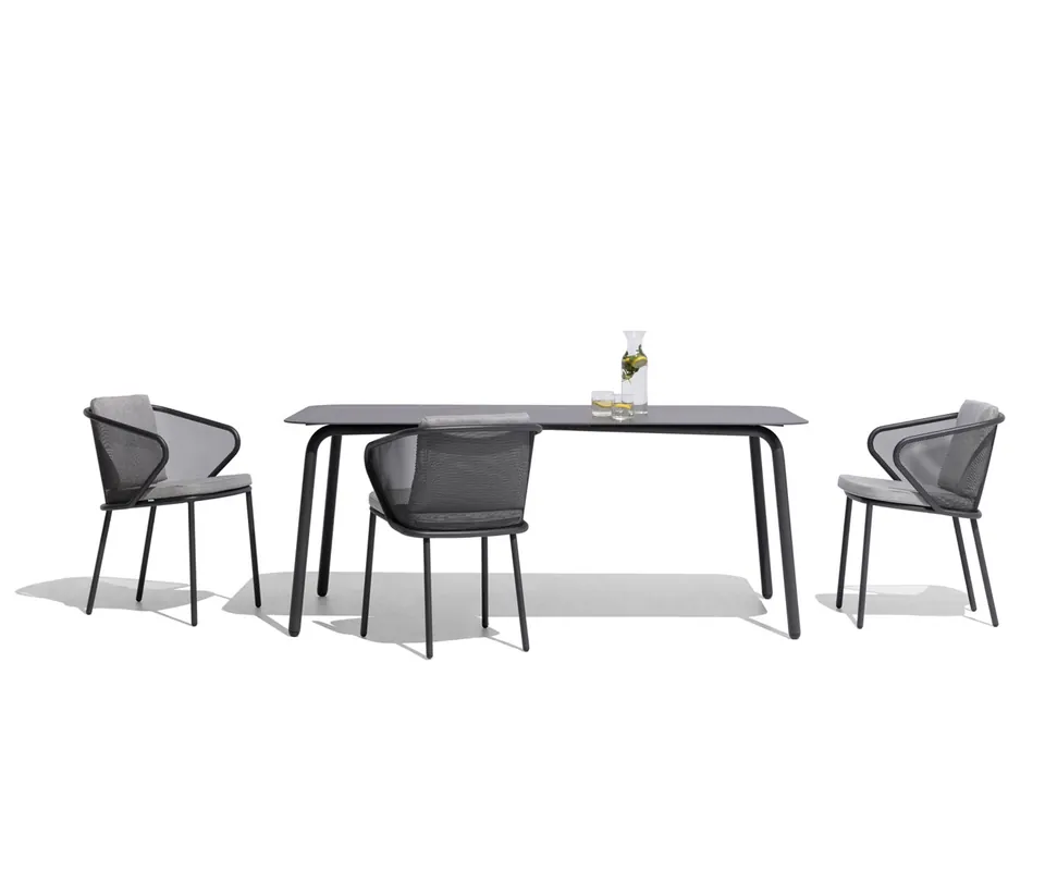 Uitverkoop Todus Condor tuintafel Uitvoering tafelblad Keramisch wit effen 210 Design B 180 x 100 cm / H 74 cm met keramisch tafelblad Kleur tafelframe Antraciet 145