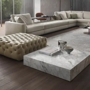 Beste Prijs Marelli Salontafel Thor B 100 x 100 cm / H 27 cm Marquina (met onderstel) Kleur Frame zilverchroom zonder impregnatie