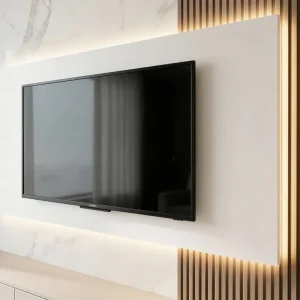 Aanbieding Livitalia Kleur TV-wandpaneel Zwart mat (vergelijkbaar met RAL9011) Afmeting B 180 cm / H 96 cm LED-verlichting LED-verlichting