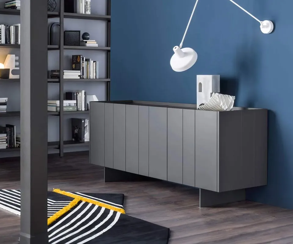 Novamobili Dressoir Stripe 3 deuren kleurvariant hoogglans gelakt - 400 BIANCO (vergelijkbaar met RAL9016) Express Levering