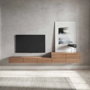Actieprijs Punt Sussex Configurator Versie B 235,7 cm / H 62 cm / D 47 cm 4 deuren 4 laden naast elkaar Super Mat Noten Selectie vloerstaand Basis H 17 cm