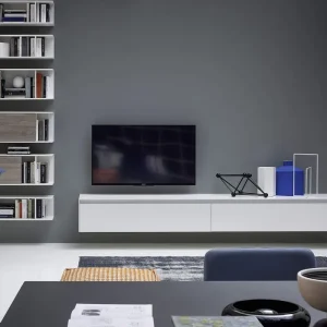 Aanbieding Novamobili Omgekeerde lowboard configurator Versie Vloer Breedte B 120 cm Kleur afwerking Glans Kleur Donkergrijs (Quarzo, vergelijkbaar met RAL7016)) Hoogte H 42,8 cm Diepte D 51,8 cm