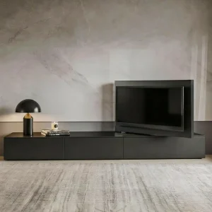 Aanbieding Livitalia Vision lowboard met 90° zwenkbaar TV-paneel Breedte B 120 cm Vision Breedtevergroting zonder (Vision-element moet aan de wand worden bevestigd!) Kleur lowboard Zwart mat (vergelijkbaar met RAL9011) Zwenkrichting naar links Diepte D 54,6 c