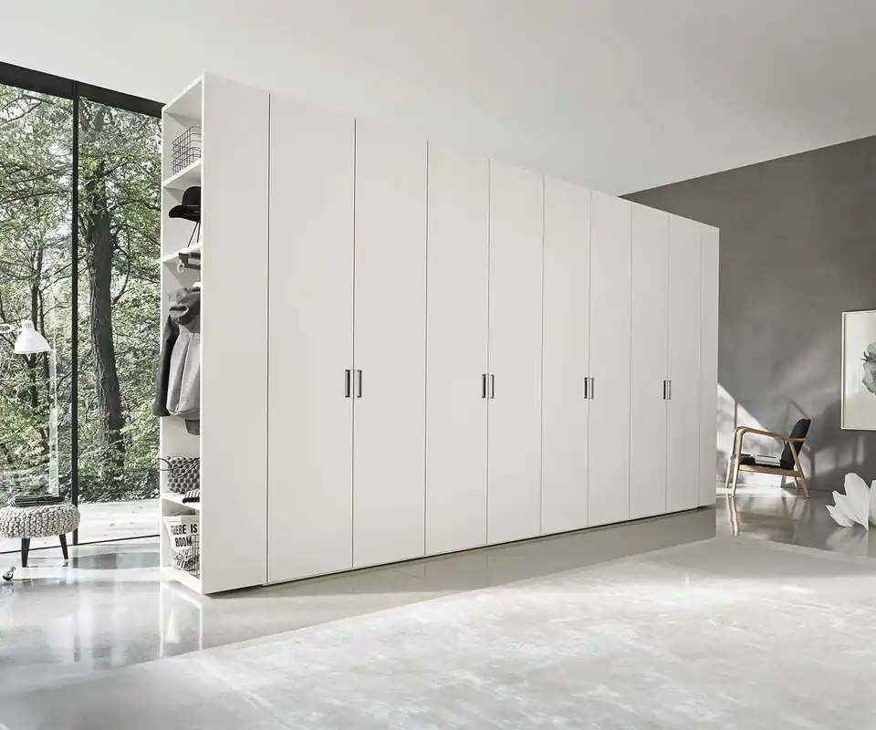 Aanbieding Livitalia Kledingkast Liscia draaideuren Breedte B 102,5 cm 2 deuren Kleur romp & voorkant Beton spatel look Hoogte H 255,6 cm LED verlichting met sensor met LED verlichting