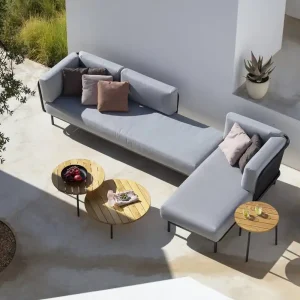 Aanbieding Todus Baza tuinbank Uitvoering B 164 cm / H 80 cm / D 84 cm 2-zits links open Kleur frame Antraciet 145 Kleur stoffen bekleding zitting en rug Antraciet 445 Optionele kussenset 3x sierkussens (40x40) Grijs