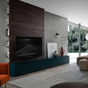 Weekendaanbieding Novamobili Kleur decor TV-wandpaneel achteruit Mat gelakt - 333 SABBIA (vergelijkbaar met RAL1019) Optionele LED-verlichting zonder Afwerking achteruit H 96cm x B 150 cm