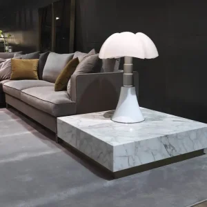 Actieprijs Marelli Salontafel Thor B 100 x 100 cm / H 27 cm Carrara (met onderstel) Kleur Frame zilverchroom met polyester coating