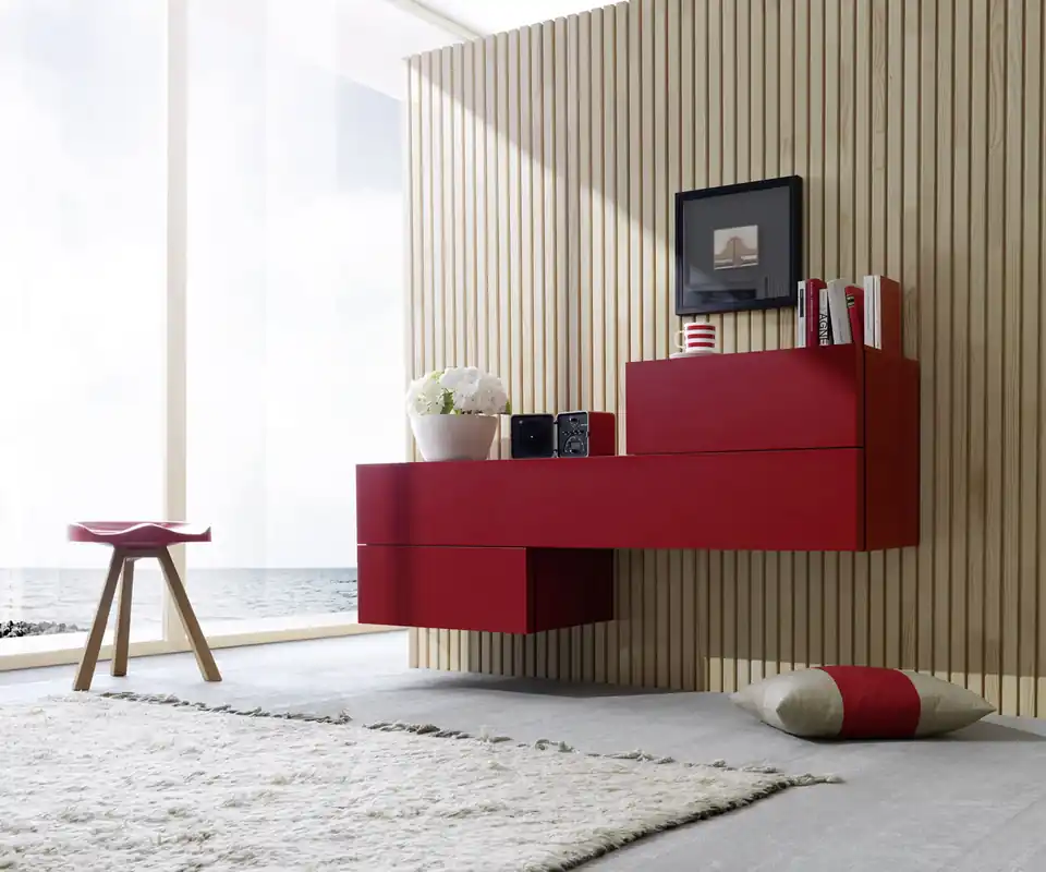 Meest Verkocht Livitalia Valeo wandcommode Kleurvariant Hoogglans rood (vergelijkbaar met RAL3003)