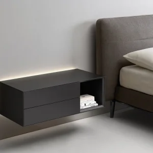 Aanbieding Livitalia Ecletto Open nachtkastje Uitvoering Staand Kleuren Donkergrijs mat (gelijk aan RAL 7043) Open vak Open vak links Optionele verlichting zonder
