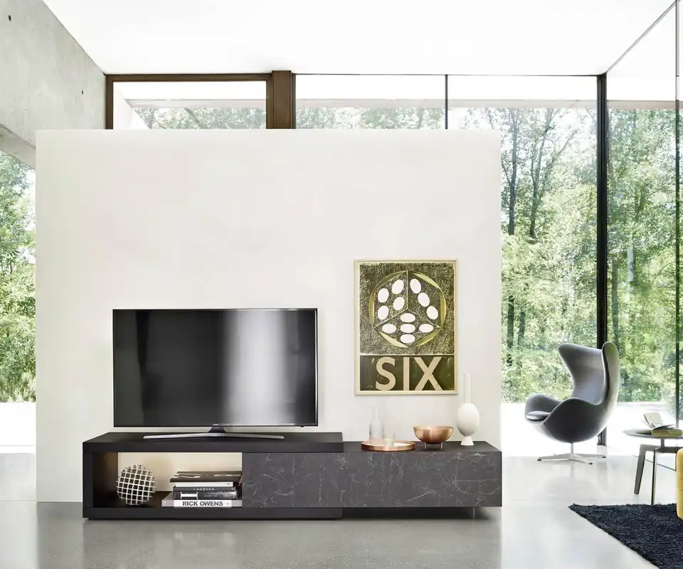 Livitalia Wandmeubel C01 Vloerbank Vloerbank voor TV rechts Breedte B 195 cm / H 46 cm / D 54,6 cm Express Levering