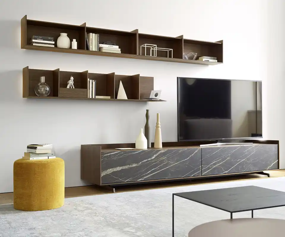 Livitalia Houten wandplank Afwerking Geen uitlijning nodig (modules F tot I) Kleur Eiken Carbone Module Module F Optionele verlichting zonder Gecertificeerd