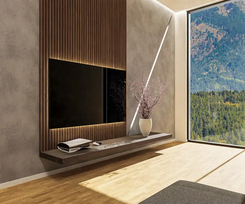Laatste Kans Livitalia Wandplank breedte B 270 cm kleur afwerking mat kleur eikenbruin diepte D 33 cm