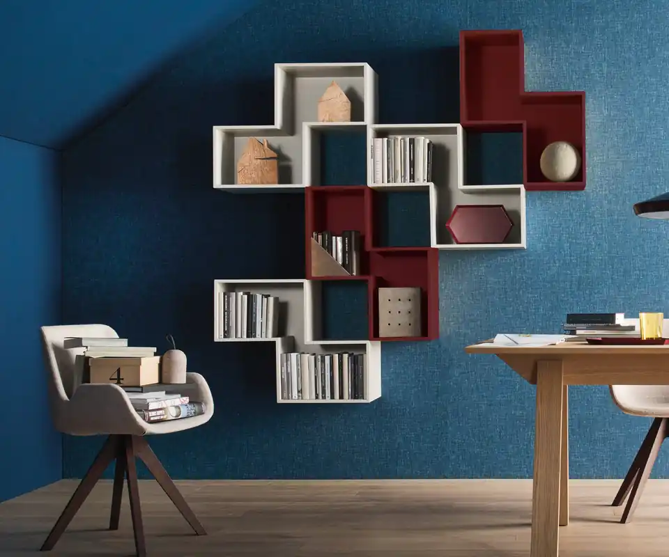 Merkproduct Open Livitalia Vrijhangende wandplank Tetris Versie Links Kleur Zwart mat (vergelijkbaar met RAL9011) Module Module B