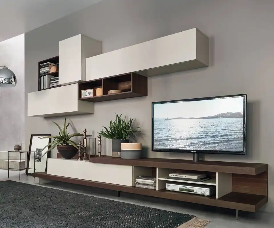 Livitalia Open lowboard oriëntatie TV staat links Breedte B 270 cm Roteerbare TV-bevestiging zonder (met kabelopening) Hoogte H 56 cm Direct Beschikbaar
