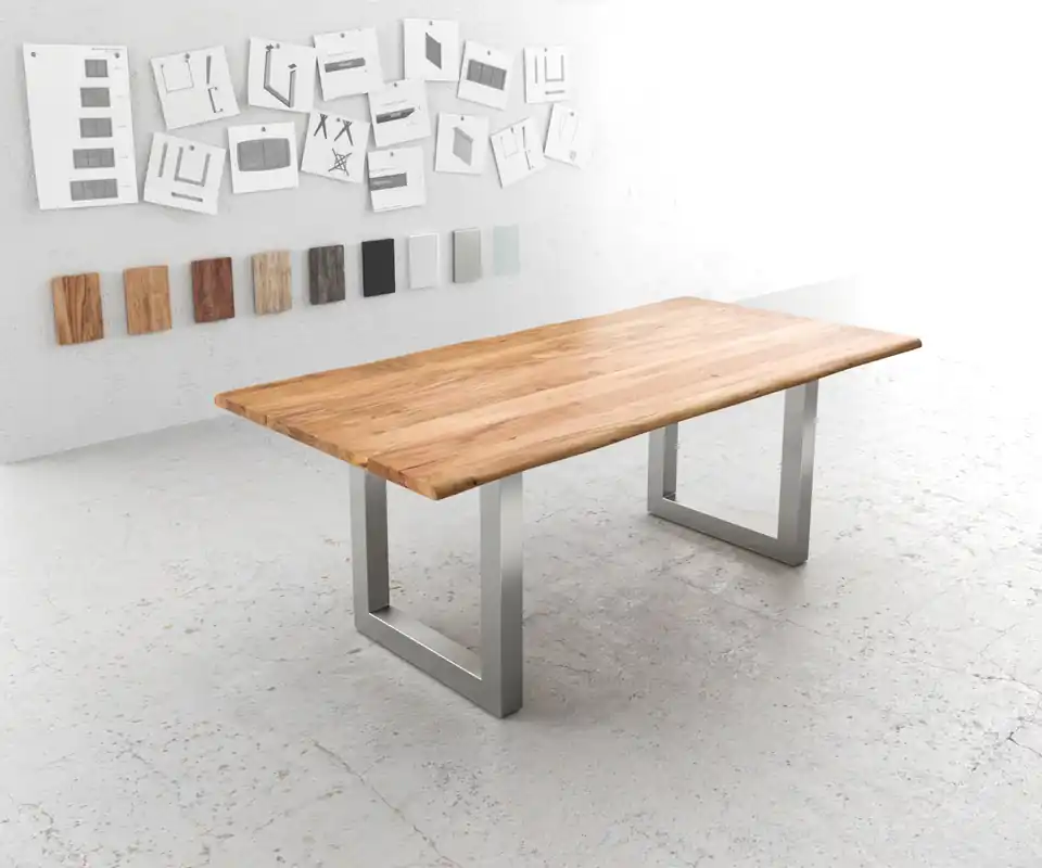 Aanbieding Eettafel Edge 200x100 acacia natuur roestvrijstaal breed