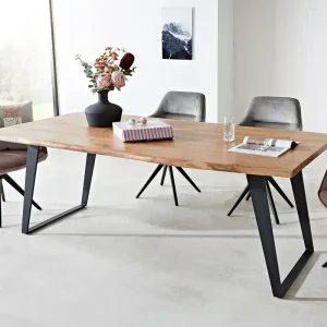 Eettafel Edge 200x100 acacia natuur metaal schuin Must-Have