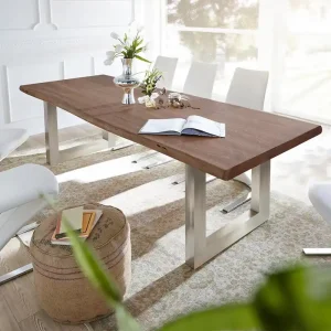 Merkproduct Eettafel Edge 300x100 XL acacia bruin roestvrijstaal breed