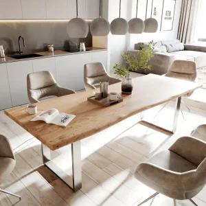 Aanbieding Eettafel Edge 260x100 acacia natuur roestvrijstaal smal