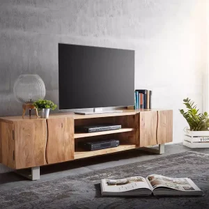 Betaalbaar TV-meubel Live-Edge 200 cm acacia natuur 4 deuren 2 vakken