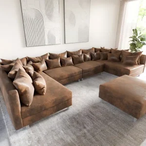 Woonlandschap Clovis XL bruine antiek optiek modulaire hocker Lage Prijs