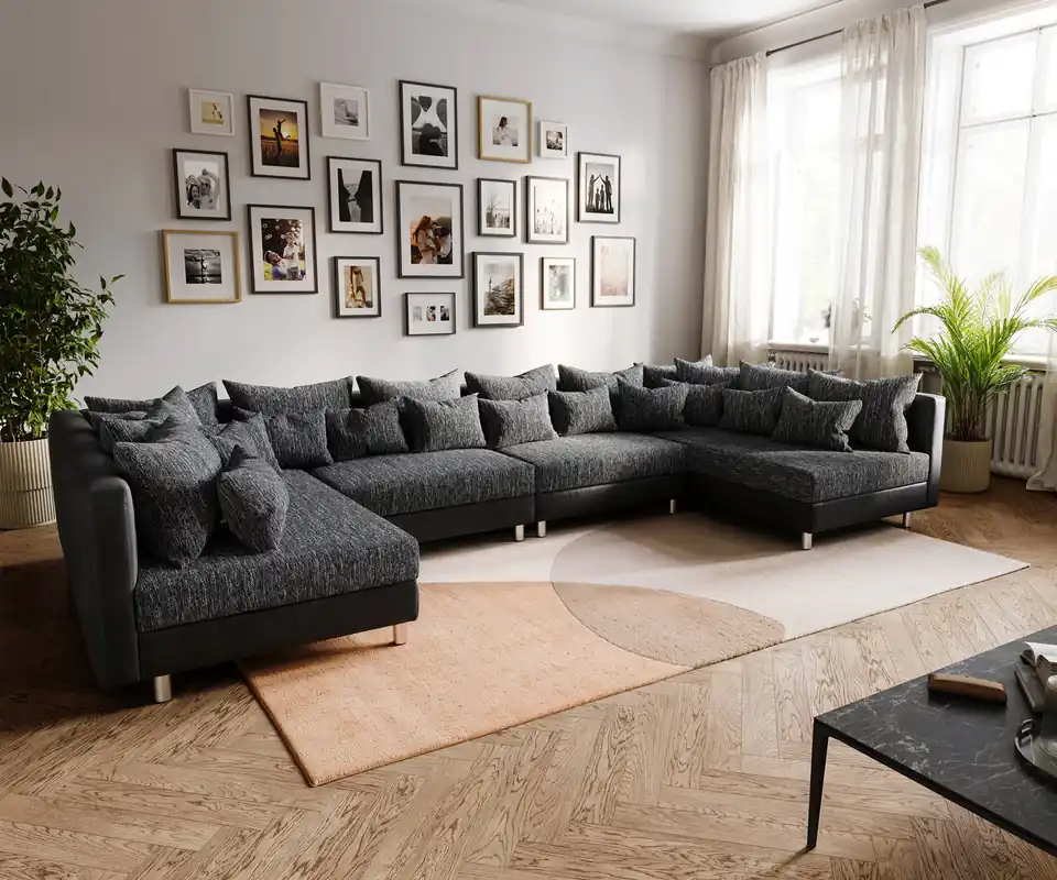 Koop Vandaag Woonlandschap Clovis XL zwart uitbreidbare module bank