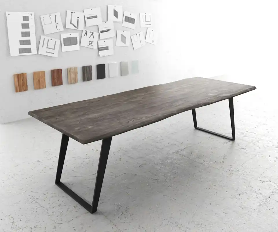 Eettafel Edge 260x100 acacia platina metaal schuin Op = Op