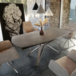 Nieuw Eettafel Carlow 130/200x95 cm keramisch bruin roestvrij staal uitschuifbaar