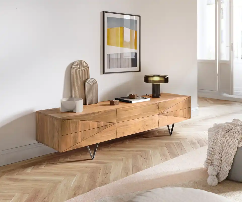 Designer-tv-meubel Wyatt 175 cm acacia natuur 2 deuren 1 klep Superprijs