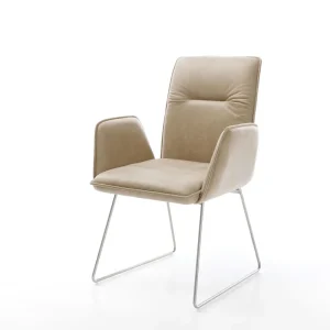 Shop Nu Eetkamerstoel Vinja-Flex microvelours beige vintage slipframe roestvrij staal