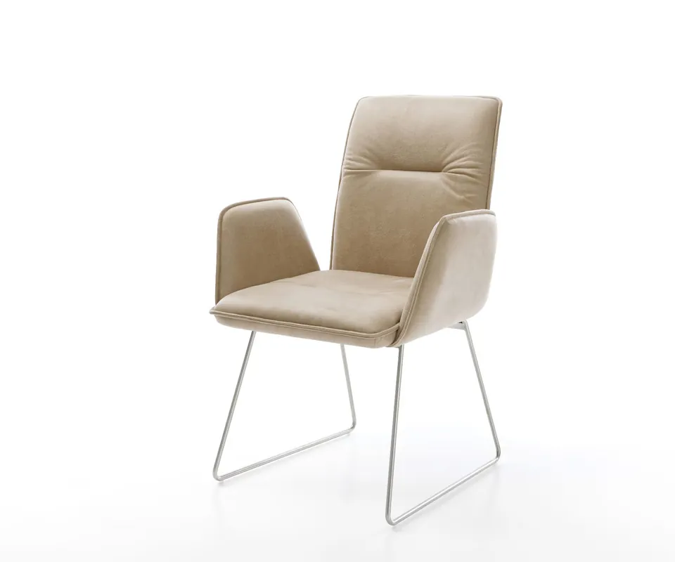 Shop Nu Eetkamerstoel Vinja-Flex microvelours beige vintage slipframe roestvrij staal