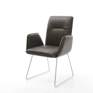 Eetkamerstoel Vinja-Flex microvelours antraciet vintage slipframe roestvrij staal Bestseller
