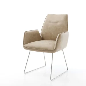 Eetkamerstoel Zoa-Flex microvelours beige vintage slipframe roestvrij staal pocketveer kern Meest Verkocht