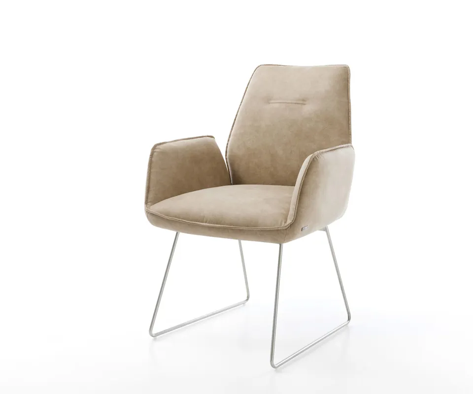 Eetkamerstoel Zoa-Flex microvelours beige vintage slipframe roestvrij staal pocketveer kern Meest Verkocht