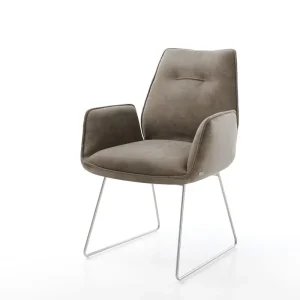 Nu Kopen Eetkamerstoel Zoa-Flex microvelours taupe vintage slipframe roestvrij staal pocketveer kern