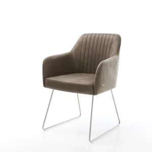 Dagaanbieding Eetkamerstoel Greg-Flex microvelours taupe vintage slipframe roestvrij staal pocketveer kern