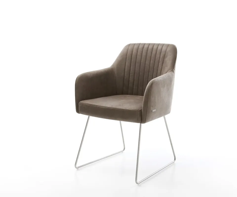 Dagaanbieding Eetkamerstoel Greg-Flex microvelours taupe vintage slipframe roestvrij staal pocketveer kern