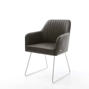 Eetkamerstoel Greg-Flex microvelours antraciet vintage slipframe roestvrij staal pocketveer kern Speciale Aanbieding