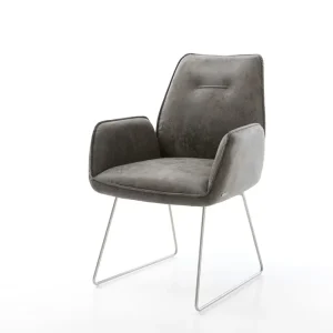 Koop Vandaag Eetkamerstoel Zoa-Flex microvelours grijs antiek slipframe roestvrij staal pocketveer kern