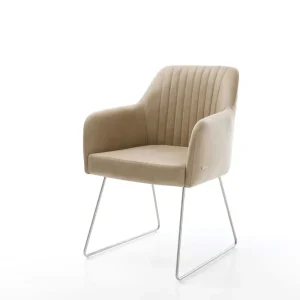 Eetkamerstoel Greg-Flex microvelours beige vintage slipframe roestvrij staal pocketveer kern Gereduceerde Prijs