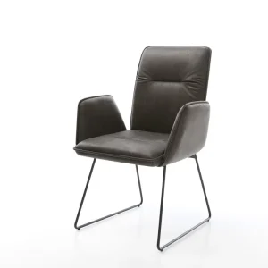 Eetkamerstoel Vinja-Flex microvelours antraciet vintage slipframe zwart Snelle Levering