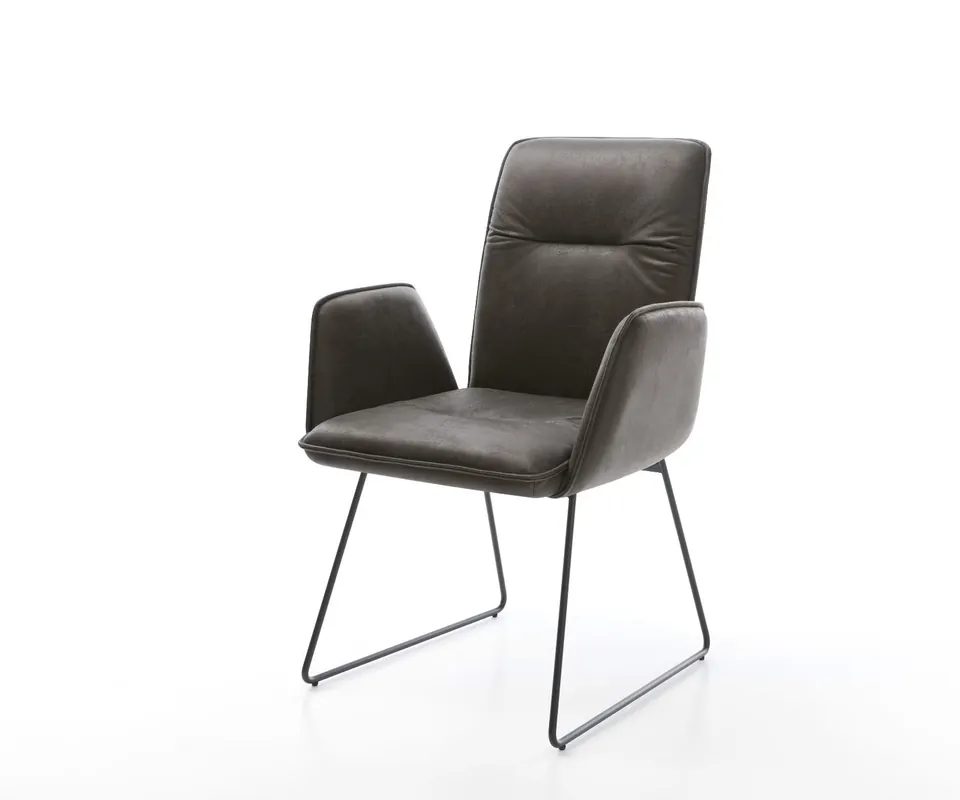 Eetkamerstoel Vinja-Flex microvelours antraciet vintage slipframe zwart Snelle Levering