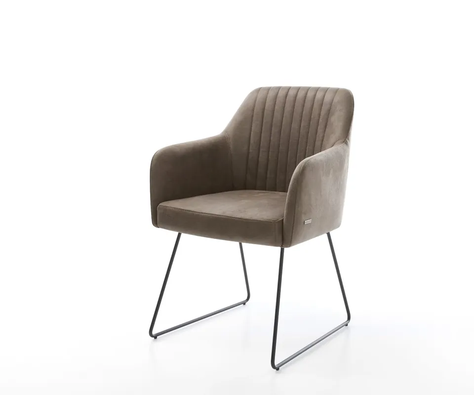 Shop Nu Eetkamerstoel Greg-Flex microvelours taupe vintage slipframe zwart pocketveer kern