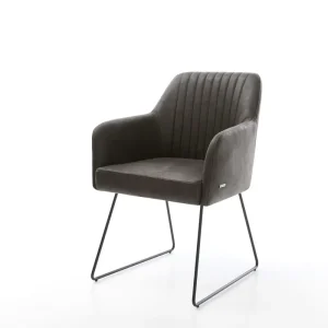 Direct Verzonden Eetkamerstoel Greg-Flex microvelours antraciet vintage slipframe zwart pocketveer kern